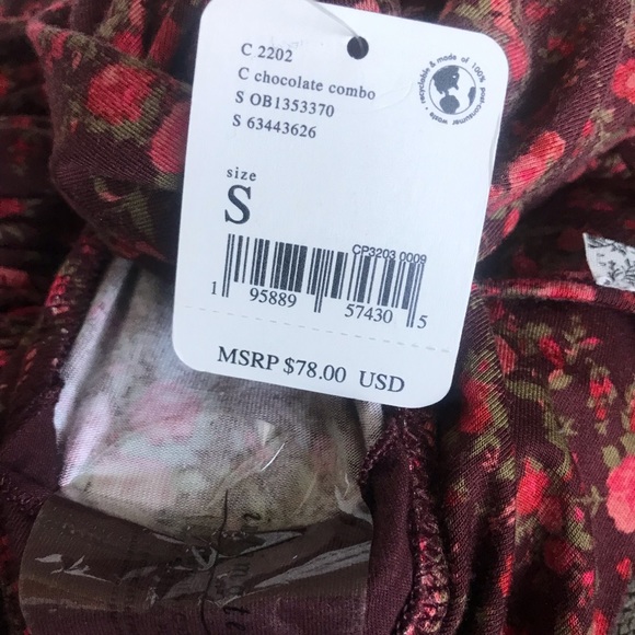 FREE PEOPLE  Kaya Brown Floral Print Long Sleeve Bodysuit - Picture 8 of 10